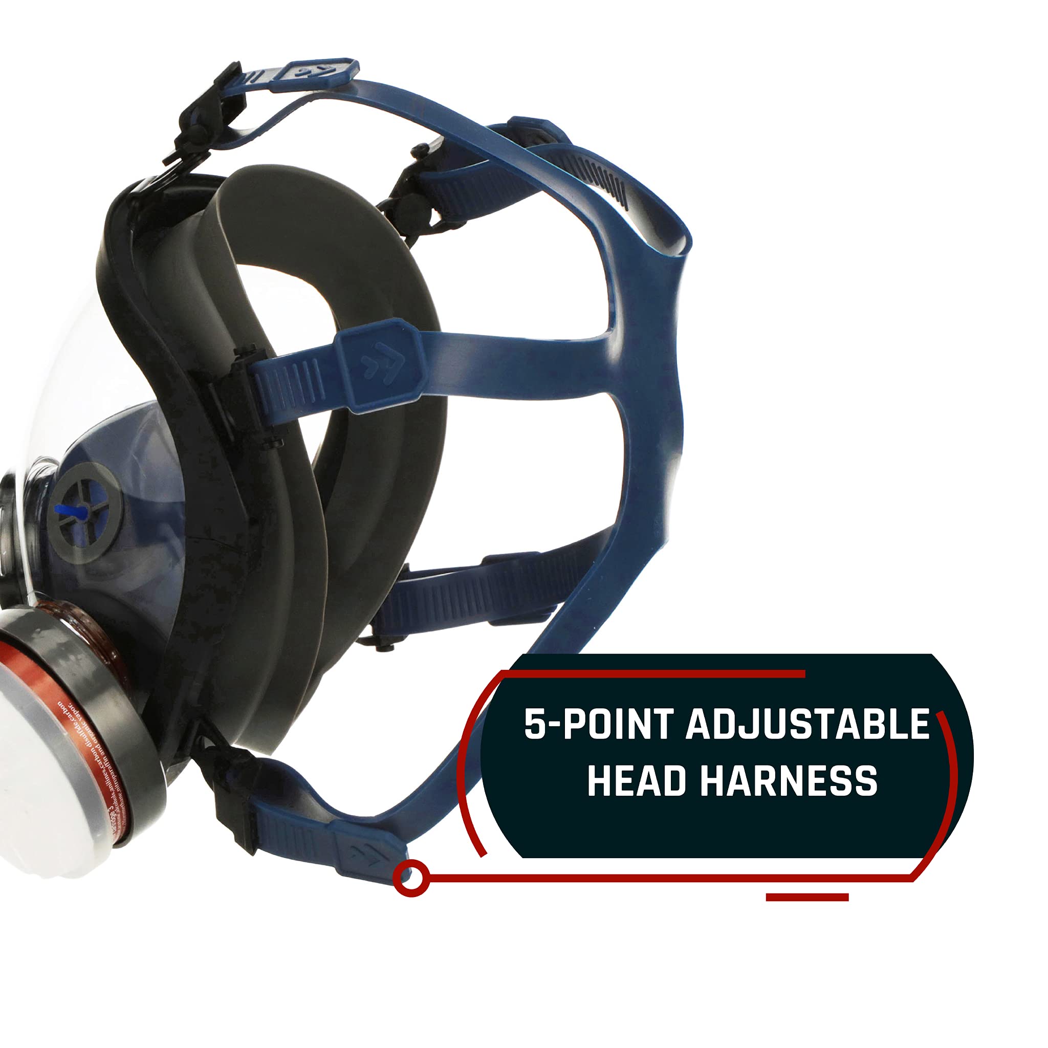 PD-100 Arctic Blue Mirrored Full Face Organic Vapor & Particulate Respirator - Dual Activated Charcoal Filtration - Full Face Eye Protection Mask