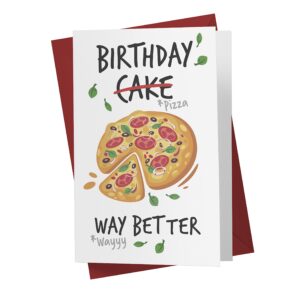 Karto Pizza Birthday Card For Men Women, Large 5.5 x 8.5 Happy Birthday Card For Him Her, Birthday Card For Husband, Birthday Card For Brother Sister, Nephew, Niece Pizza Cake