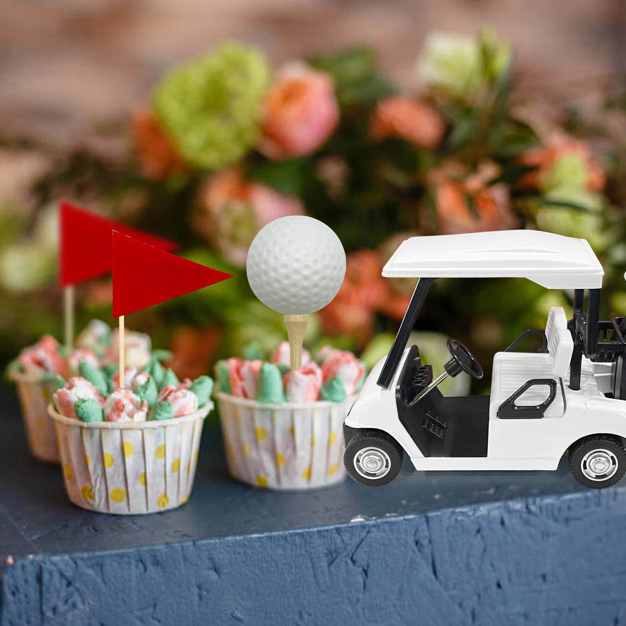 Golf Cake Decorations Golf Cart Cake Toppers Heading for The Green Cake Topper for Golfers with Cart Flag Golf Ball for Golf Theme Party Supplies (White)