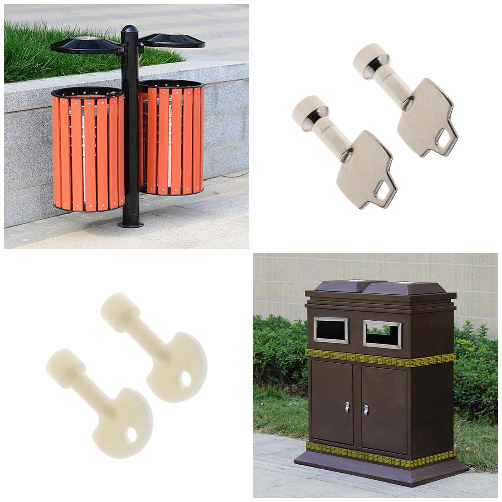 Micro Traders 4PCS Triangle Key Trash Can Bin Metal Key Plastic Key Accessories for 70L Outdoor Peel Trash Can Triangle Side Length 7-9mm