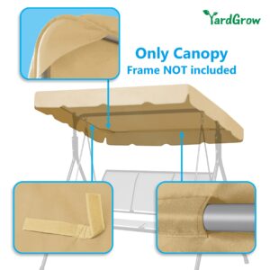 YardGrow 77''x43'' Swing Canopy Replacement Cover Patio Swing Replacement Canopy Top Cover Garden Outdoor, Canopy ONLY (Beige)