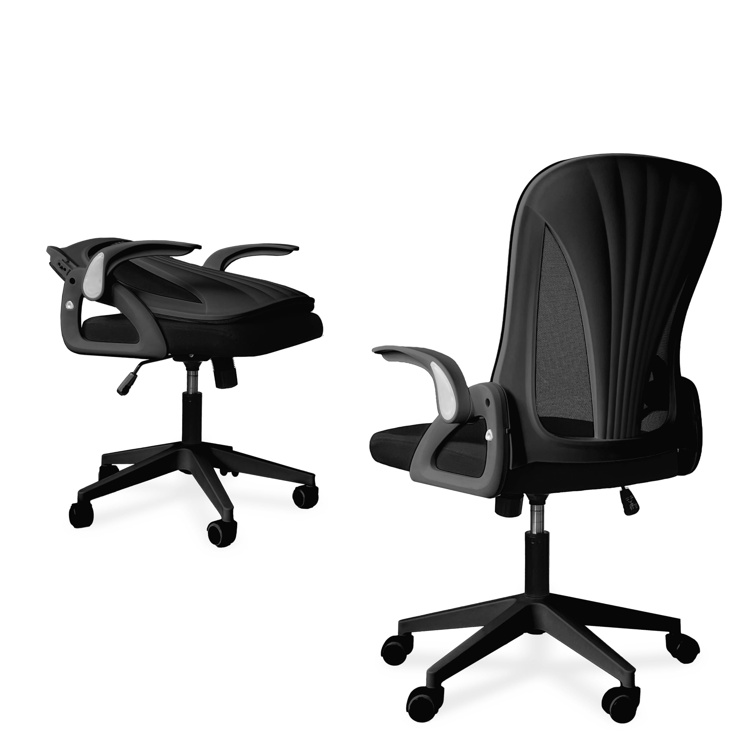 Tervo Model S | Folding Office Chair for Small Spaces | Gaming Chair for Adults & Kids | Ergonomic Mesh Computer Chair for Bedroom | Desk Chair for Home Work | (Triple Black)