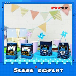 24 Pcs Game Gift Bag Video Game Party Supplies Gamer Party Favor Bags Gaming Theme Goodie Bags Candy Treat Bags with 30 Pcs Stickers for Themed Birthday Party Decorations