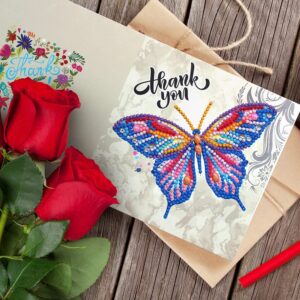 Gigicloud 12pcs 5D Rhinestone Painting Greeting Cards Kits, Handmade Festival Greeting Cards DIY Diamond Drawing Birthday Cards for Adults and Kids