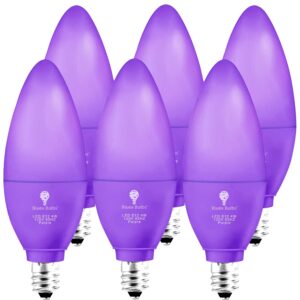 6 pack bluex led candle purple light bulb - 4w (40watt equivalent) - e12 base purple led purple bulb, party decoration, porch, home lighting, holiday lighting, chandelier light bulbs, candelabra bulbs