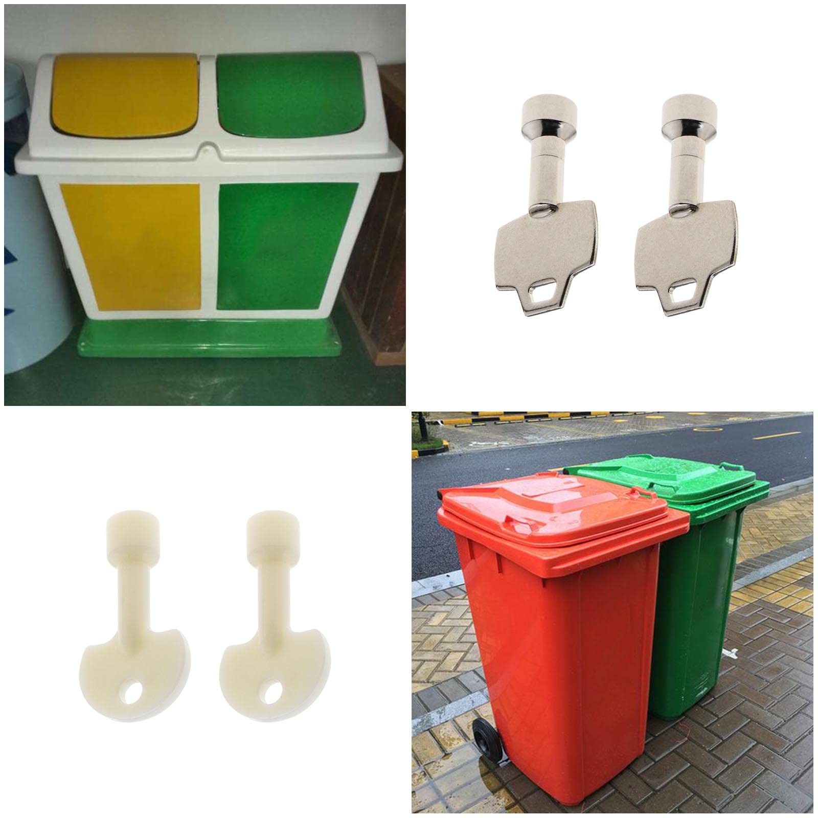 Micro Traders 4PCS Triangle Key Trash Can Bin Metal Key Plastic Key Accessories for 70L Outdoor Peel Trash Can Triangle Side Length 7-9mm