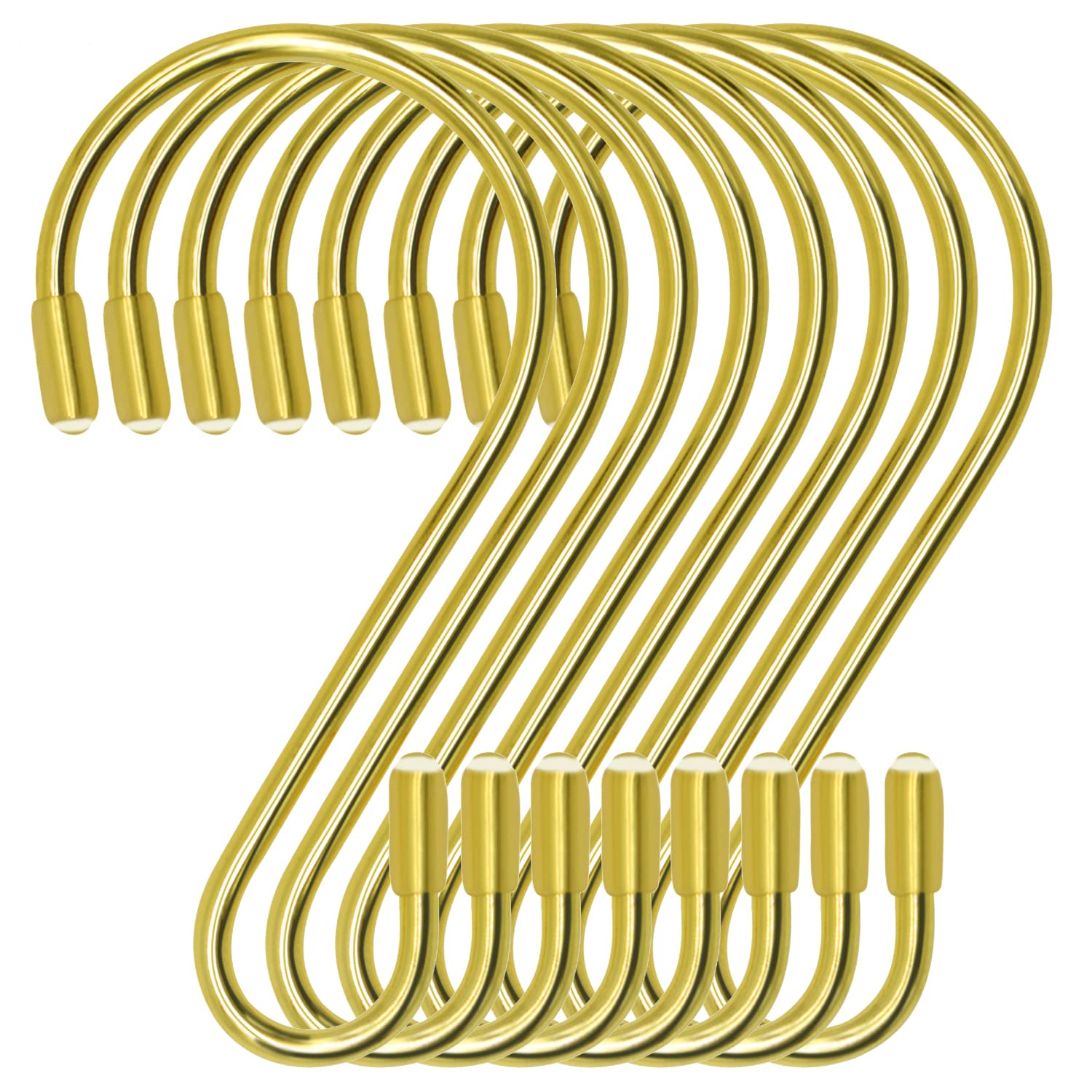 Waitkey 30 Pack S Hooks for Hanging, 3.15 inch Stainless Steel S Shaped Hooks Curtain Hooks Heavy Duty S Hooks for Hanging Pots and Pans, Plants, Jeans, Clothes, Jewelry, Towels, Cups (Gold)