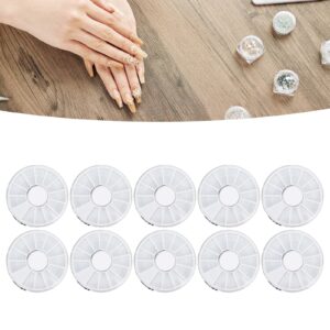 Dioche 10pcs Nail Art Storage Box, 12 Grids Round Dustproof Clear Jewelry Organize Container for Beads Earrings Pills