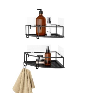 umbra cubiko shower bin caddy set, corner, black