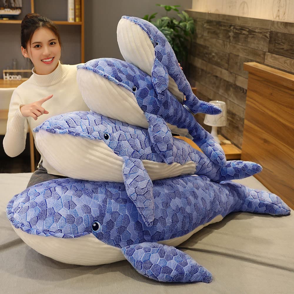 MIAOHAHA Plush Humpback Whale Toy, Plush Animal Body Pillow, Large Blue Whale Stuffed Animals Toy Pillow Fish Gifts (50cm/19.7in)