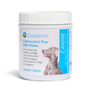 prn pharmacal duralactin canine joint plus - joint health supplement for dogs & puppies to support healthy cartilage levels & joint function while helping manage soreness - 90 soft chews