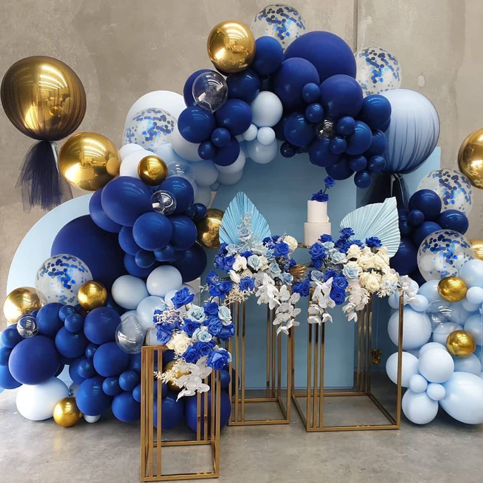 Blue Confetti Latex Balloons, 50pcs 10 Inch Latex Party Balloons with Blue Confetti for Party Decorations, Wedding & Bridal,Baby Shower (Confetti blue)