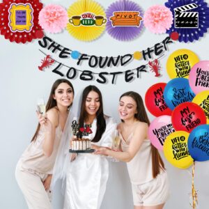 Friends TV Show Bridal Shower Decoration Kit, Hombae She Found Her Lobster Banner for Bachelorette Wedding Engagement Decorations Including Paper Fans Pom Poms Cutouts, Cake Cupcake Toppers, Balloons