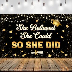 katchon, she believed she could so she did banner - xtralarge, 72x44 inch | graduation banner 2024 for graduation decorations class of 2024 | congratulations banner, 2024 graduation party decorations