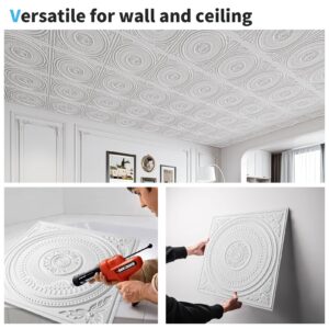 Art3d 12-Pack Drop Ceiling Tiles 2x2 FT, Decorative Easy Install PVC Ceiling Panels for Interior Kitchen Bathroom Basement, 24x24 Inch, White