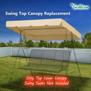 YardGrow 77''x43'' Swing Canopy Replacement Cover Patio Swing Replacement Canopy Top Cover Garden Outdoor, Canopy ONLY (Beige)