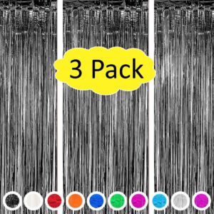 vanujoy 3pcs macaron purple tinsel foil fringe backdrop curtains party decoration - party door wall streamer photo backdrop for birthday wedding engagement bridal shower decoration