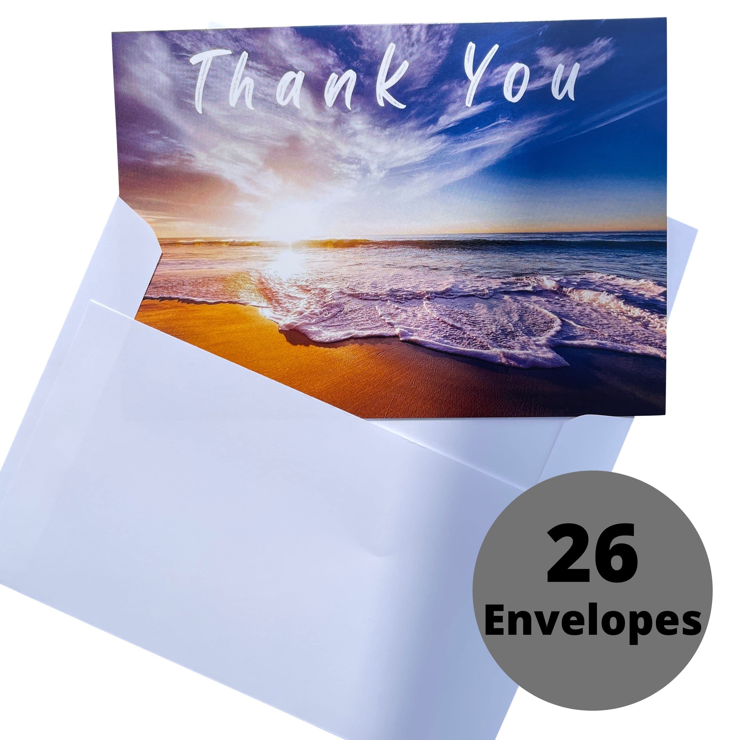 Whitman and Daughter 24 Sunset Funeral Thank You Cards with Envelopes (24 Pack, 4.25 X 6 Inch) Sympathy Bereavement Message Inside (Sunset)