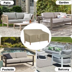 OutdoorLines Outdoor Waterproof Patio Loveseat Couch Cover - UV Resistant Patio Sofa Furniture Covers Weatherproof Heavy Duty Glider Covers for Outdoor Furniture, 58Wx32.5Dx31H Inches, Camel