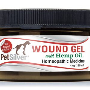 PetSilver Wound Gel with Complex AG21 & Hemp Oil | Chelated Silver 200 ppm | Dog & Cats | Wounds | Hot Spots | Itches | Skin Irritations | Burns | Rashes | Sores | Homeopathic Relief | 4oz