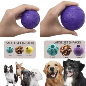 Jalousie Dog Puzzle Balls Dog Treat Dispensing Balls Non-Toxic Natural Rubber Dog Chew Toys for Puppy Pet Dog Teething Puzzle Playing Treat Dispenser Rope Balls (Large 2 Pack Treat Ball)