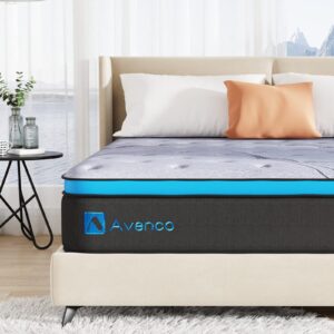 avenco hybrid king mattress in a box, 10 inch memory foam and pocket spring bed mattresses w/edge support, max loading 550lbs, certipur-us certified