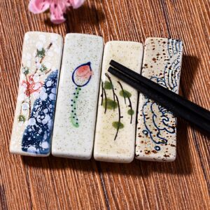 Japanese Style set of 4pcs Ceramic Chopstick Stand Rest Tableware Kitchen Tools