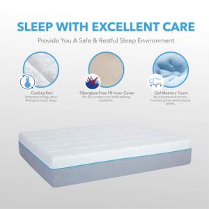 14 Inch Full Cooling Mattress, Cooling Gel Memory Foam Mattress in a Box, CertiPUR-US Certified Made in USA, Medium Double Firm Mattress for Pressure Relief, White