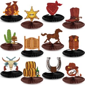 fainne 12 pieces western cowboy party decorations wild west honeycomb centerpieces for tables wild west cowboy party decorations western party decorations for cowboy birthday baby shower supplies