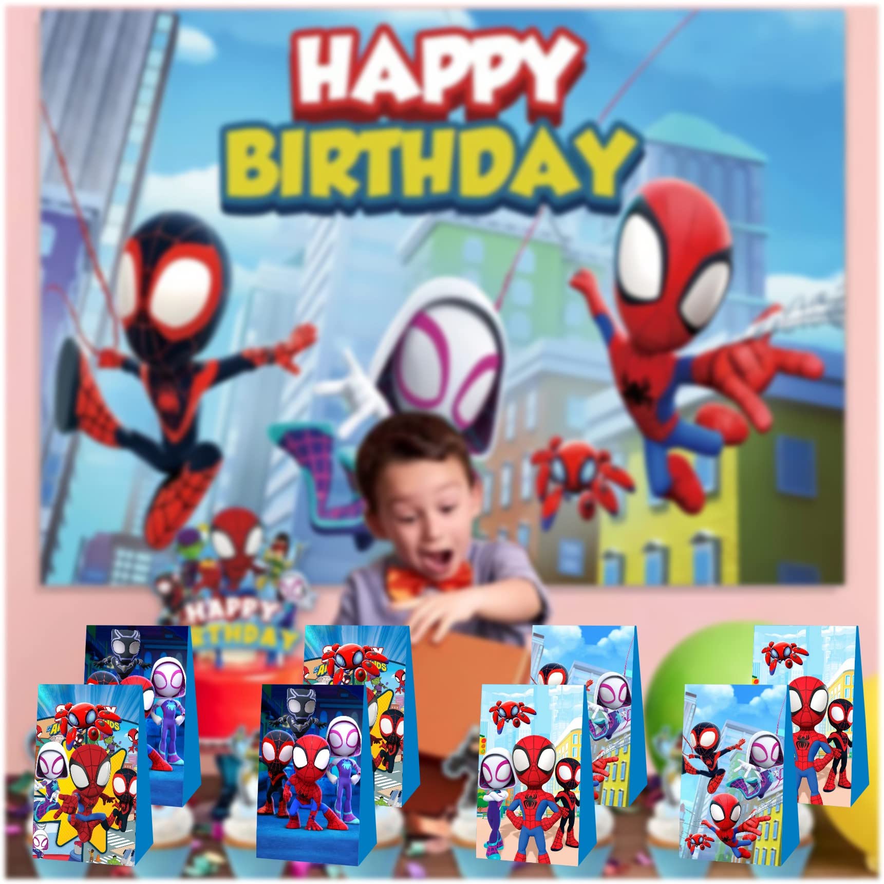 12 Pcs Party Favor Gift Bags for Boys Birthday Party Decorations, 8.3x7.8x2.7 Inch (Pack of 12)