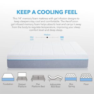 14 Inch Full Cooling Mattress, Cooling Gel Memory Foam Mattress in a Box, CertiPUR-US Certified Made in USA, Medium Double Firm Mattress for Pressure Relief, White