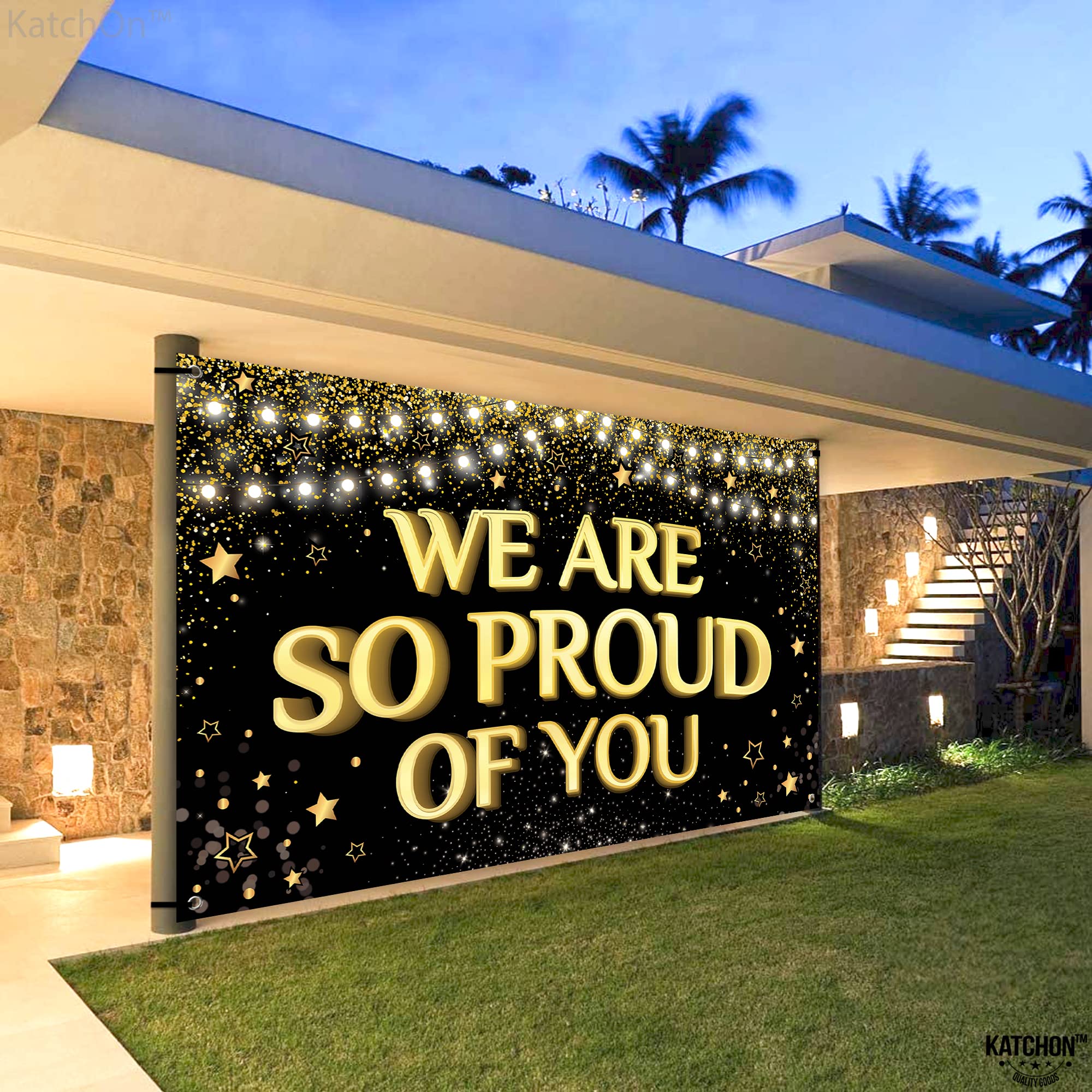 KatchOn, We are So Proud of You Banner - XtraLarge, 72x44 Inch | Congratulations Banner | Congratulations Decorations, 2024 Graduation Party Decorations | Black and Gold Graduation Decorations 2024