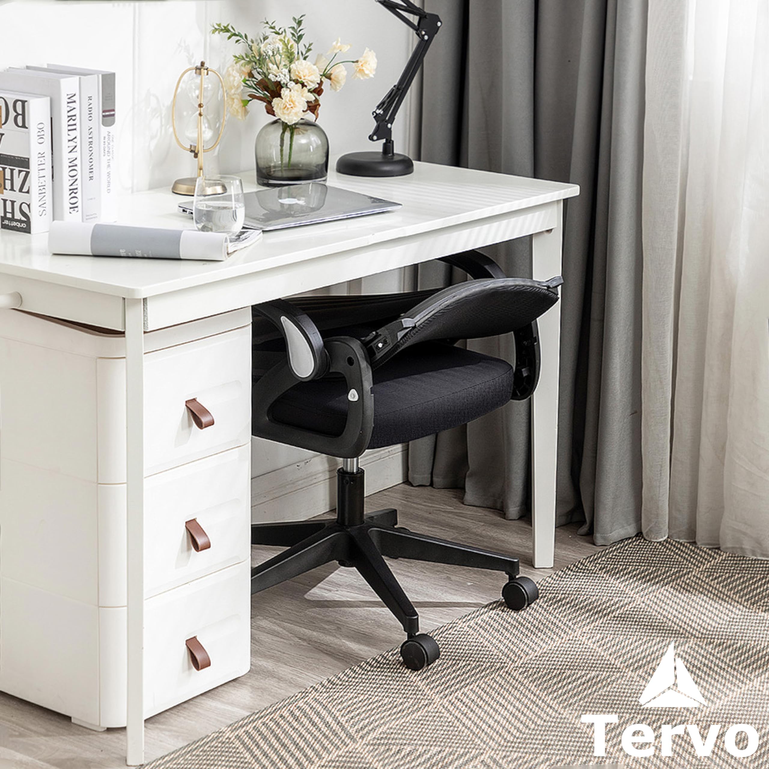 Tervo Model S | Folding Office Chair for Small Spaces | Gaming Chair for Adults & Kids | Ergonomic Mesh Computer Chair for Bedroom | Desk Chair for Home Work | (Triple Black)