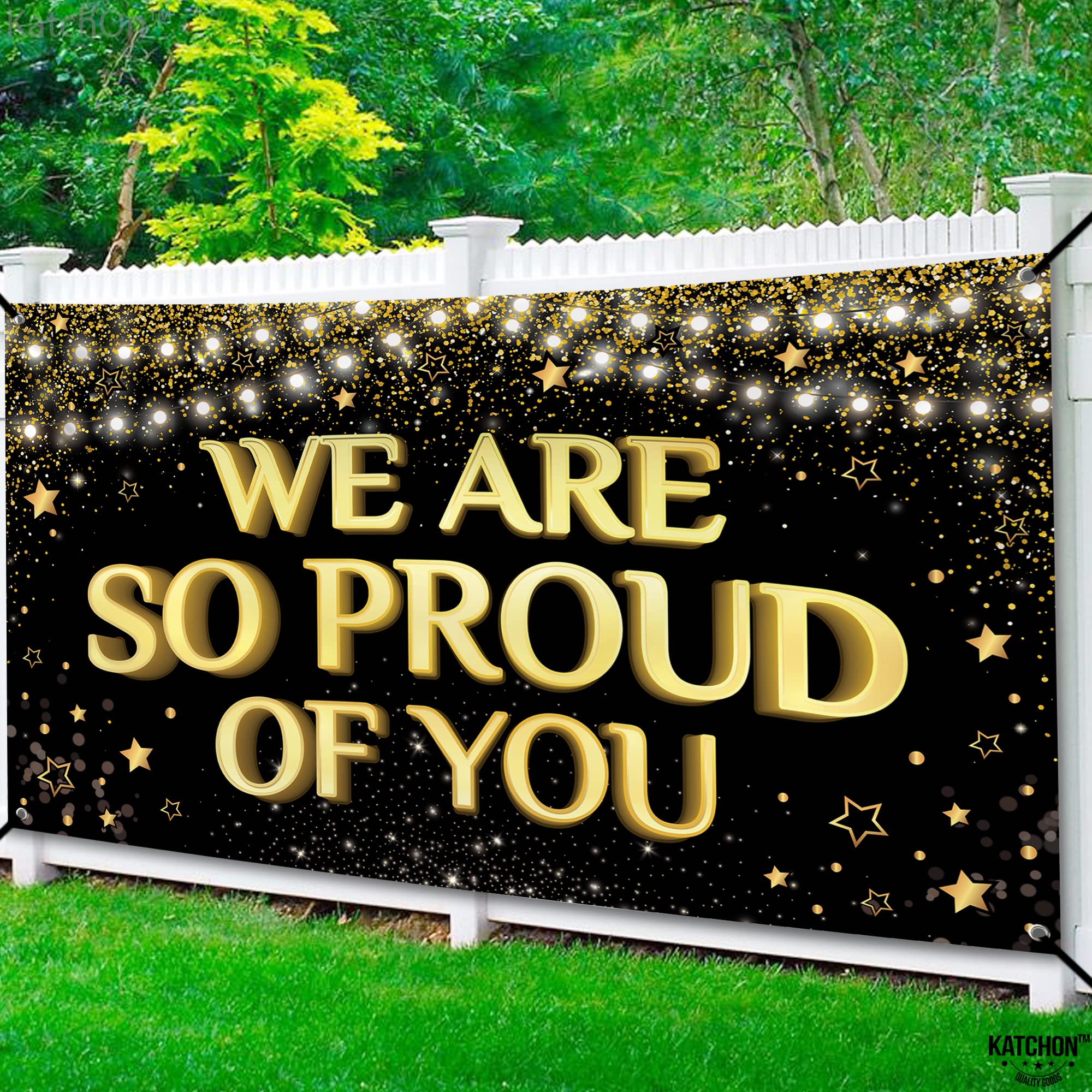 KatchOn, We are So Proud of You Banner - XtraLarge, 72x44 Inch | Congratulations Banner | Congratulations Decorations, 2024 Graduation Party Decorations | Black and Gold Graduation Decorations 2024