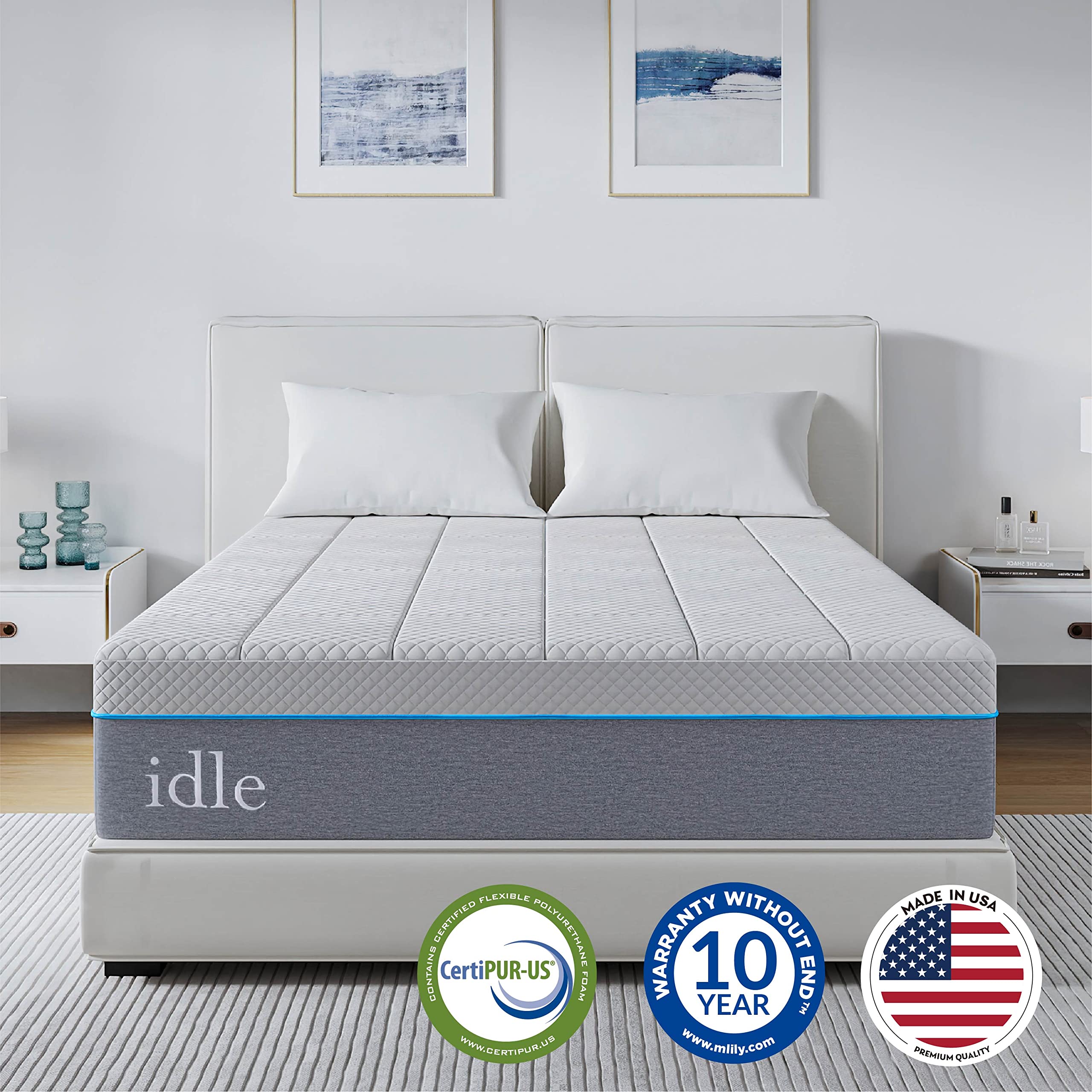 14 Inch Twin XL Cooling Mattress, Cooling Gel Memory Foam Mattress in a Box, CertiPUR-US Certified Made in USA, Medium Single Firm Mattress for Pressure Relief, White