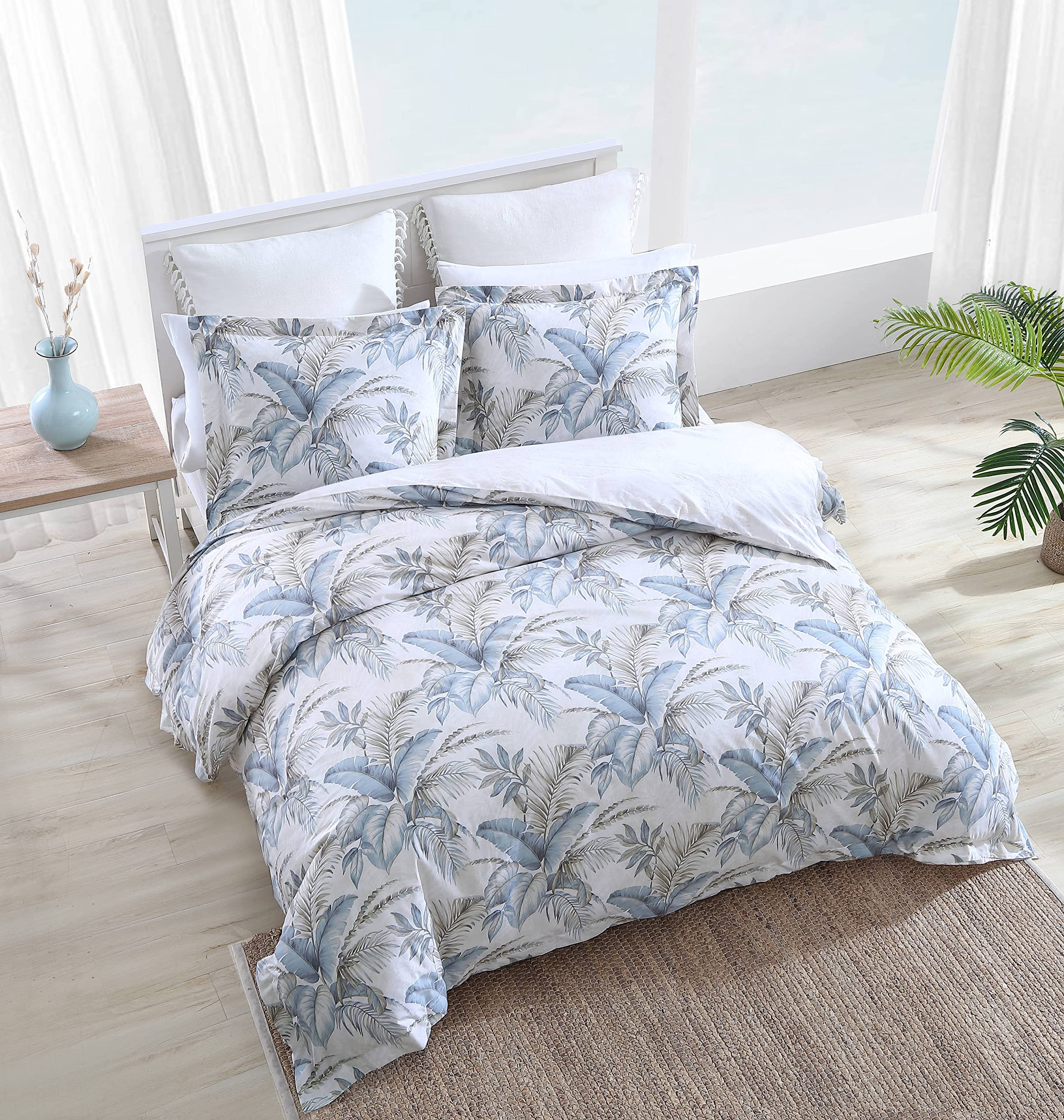 Tommy Bahama - King Duvet Cover Set, Cotton Bedding with Matching Shams & Button Closure, All Season Home Decor (Bakers Bluff Blue, King)