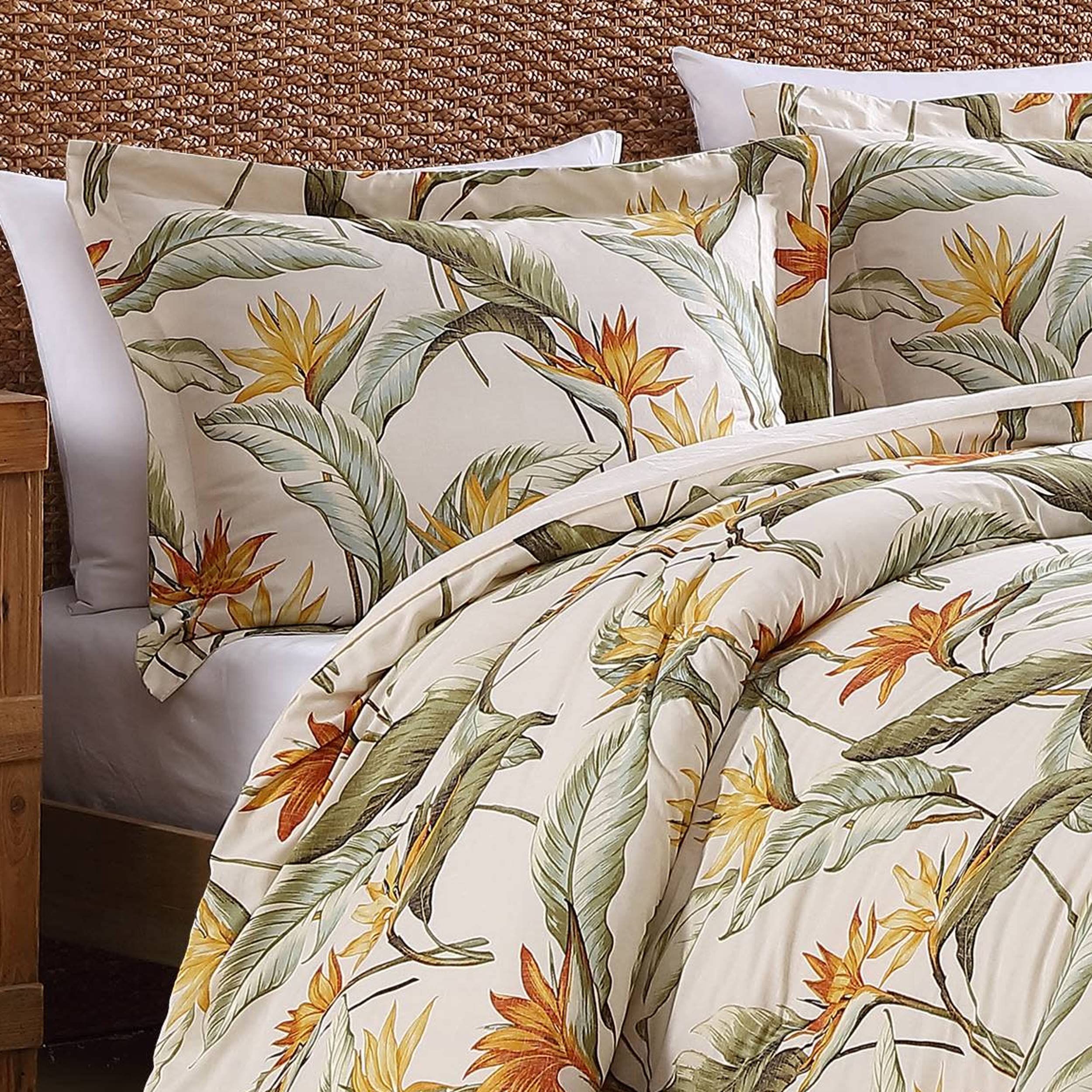 Tommy Bahama - King Duvet Cover Set, Cotton Bedding with Matching Shams & Button Closure, All Season Home Decor (Birds of Paradise Beige, King)