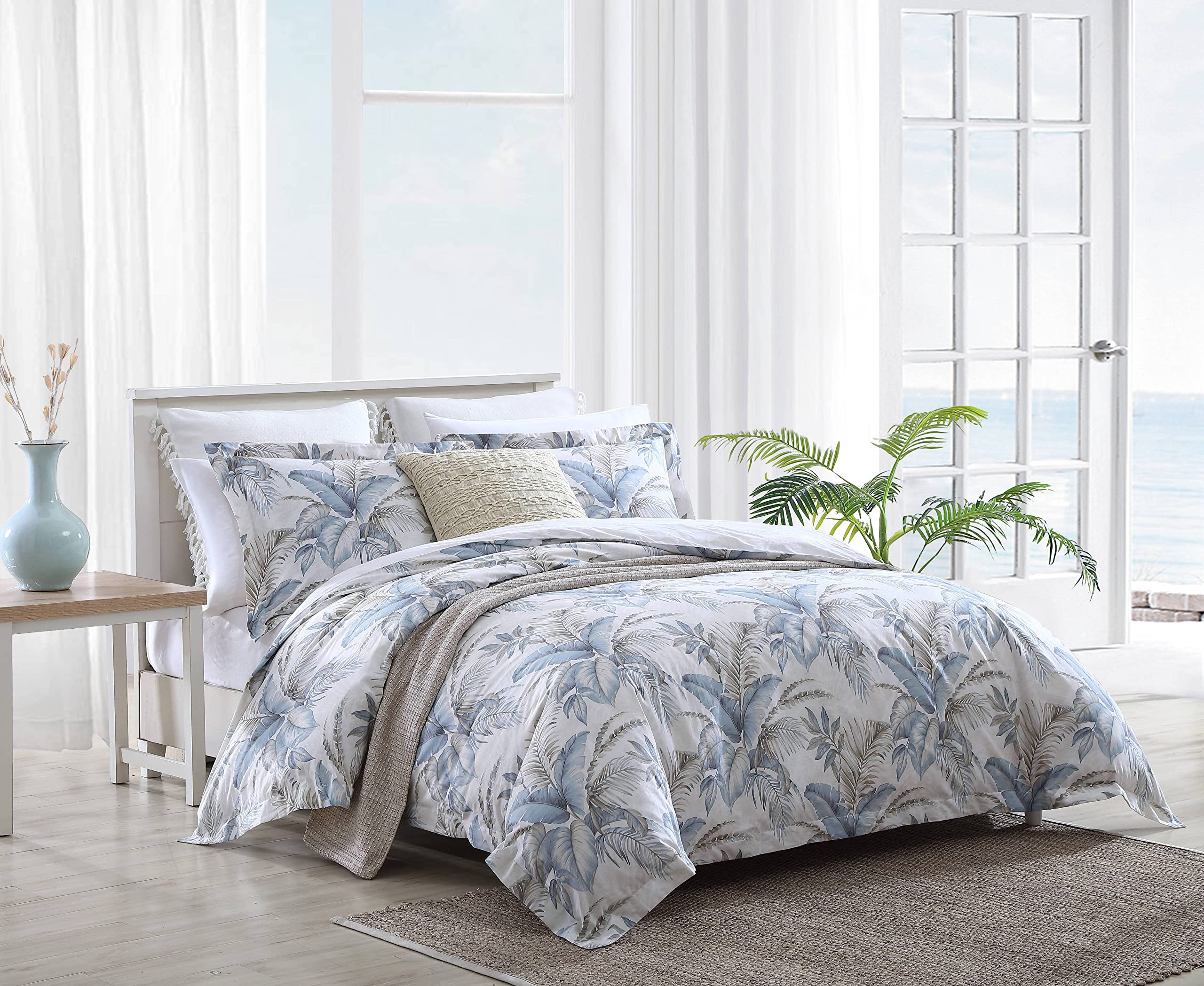 Tommy Bahama - King Duvet Cover Set, Cotton Bedding with Matching Shams & Button Closure, All Season Home Decor (Bakers Bluff Blue, King)