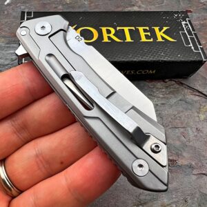 VORTEK CNC Machined D2 Sheepsfoot Cleaver Blade EDC Ball Bearing Folding Pocket Knife