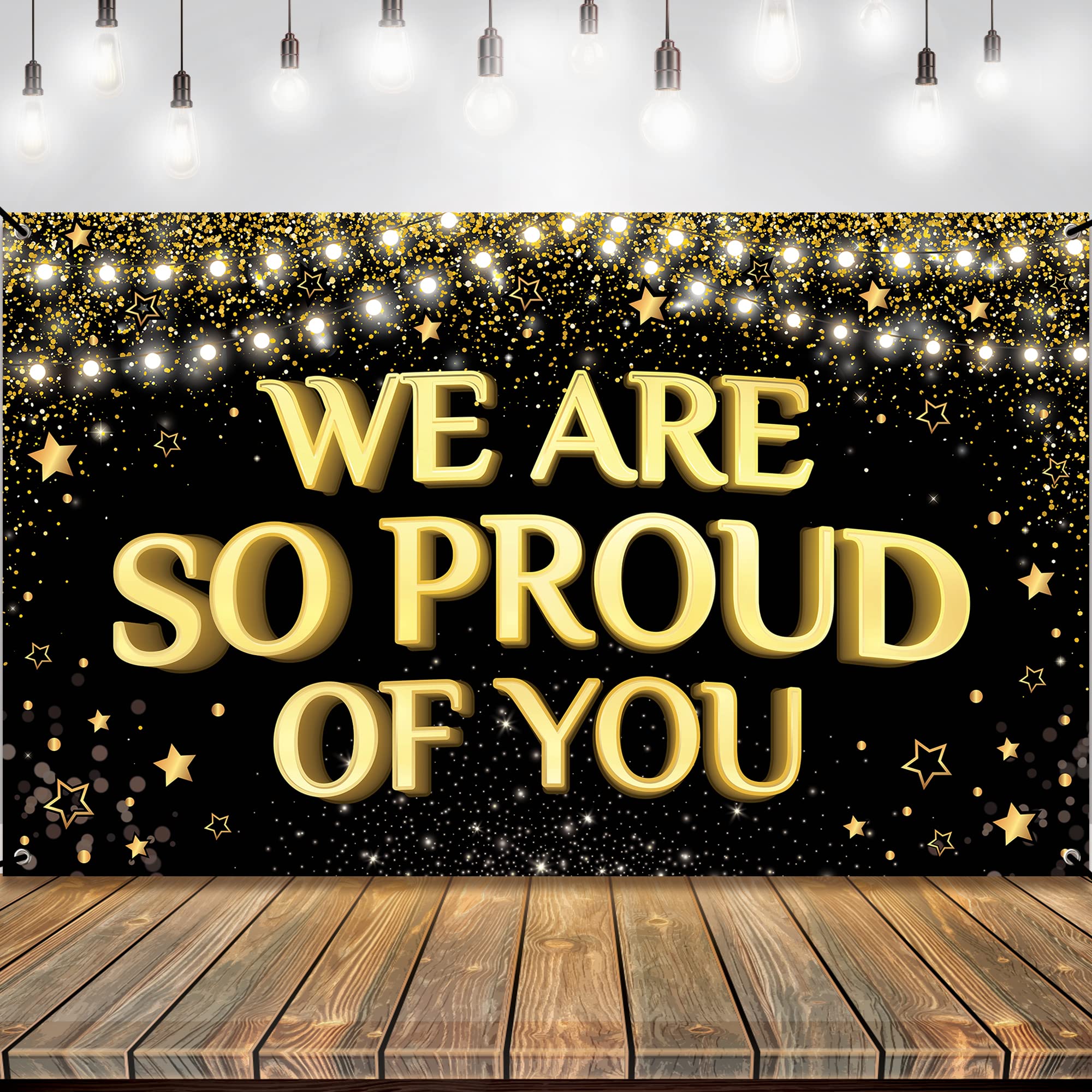 KatchOn, We are So Proud of You Banner - XtraLarge, 72x44 Inch | Congratulations Banner | Congratulations Decorations, 2024 Graduation Party Decorations | Black and Gold Graduation Decorations 2024