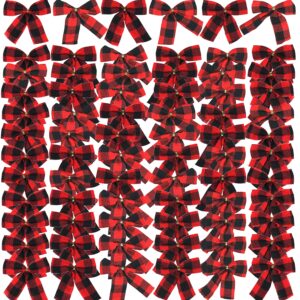 Iconikal Mini Small Velvet Bows, Red, 3.5 x 3.5-Inch, 72-Pack