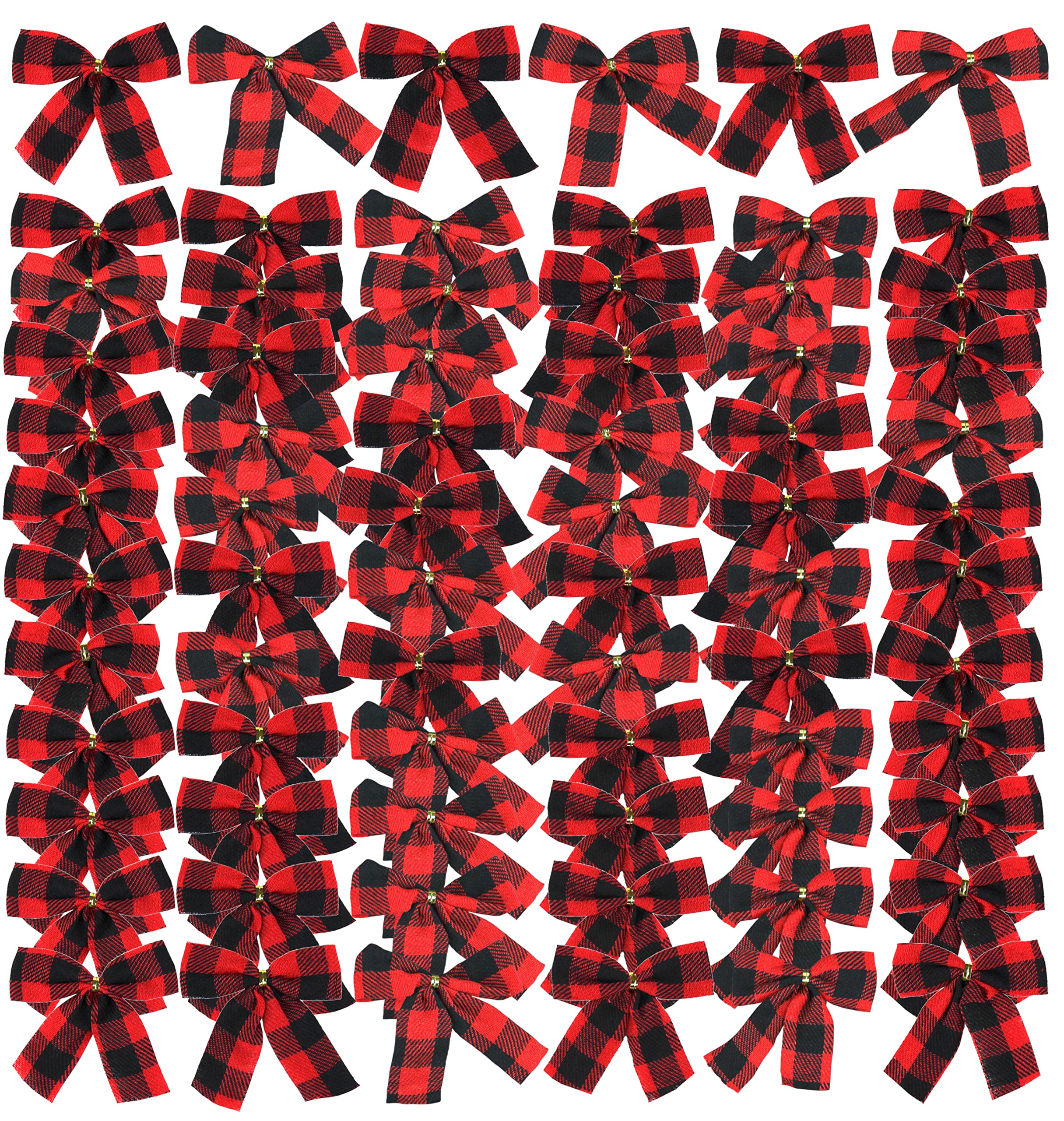 Iconikal Mini Small Velvet Bows, Red, 3.5 x 3.5-Inch, 72-Pack