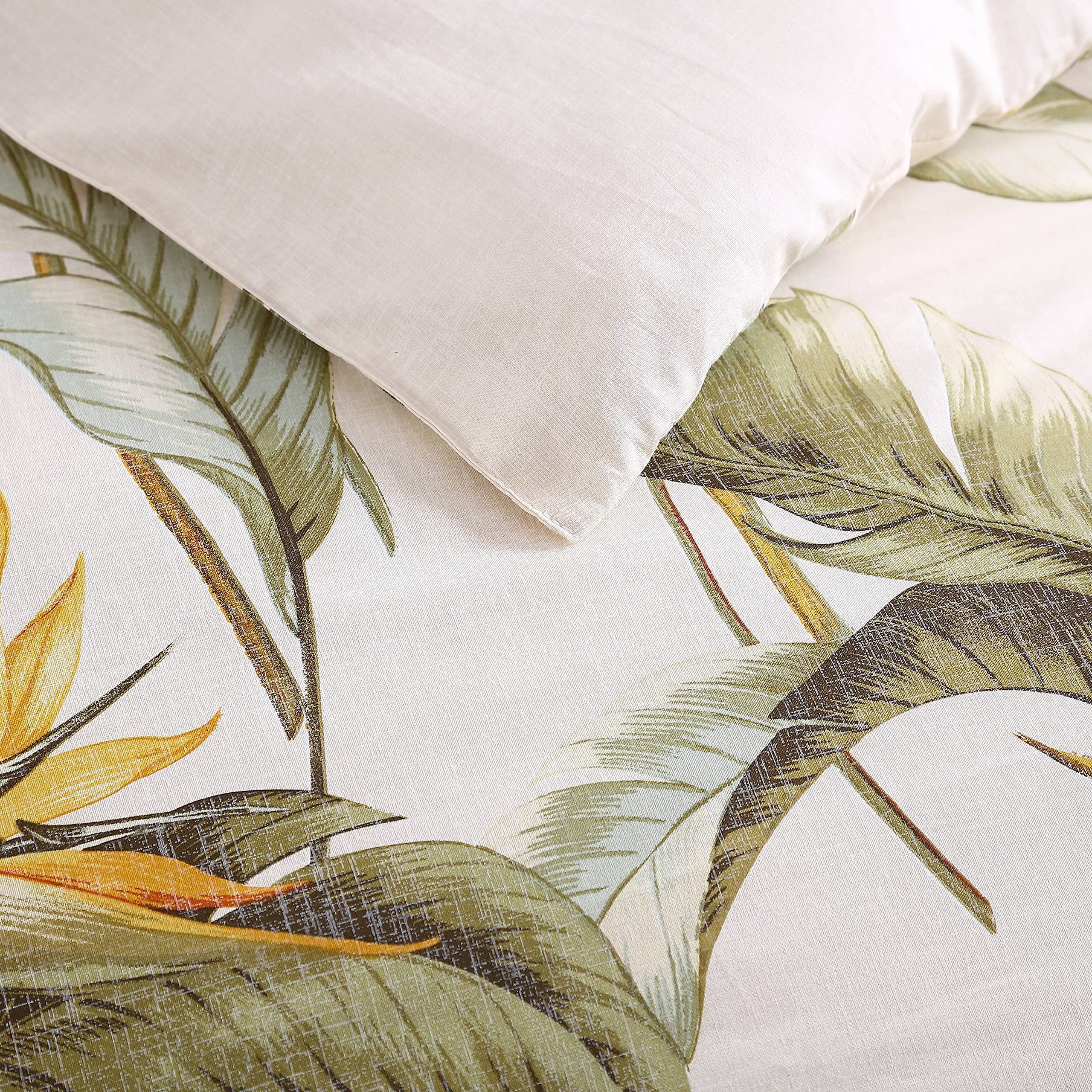 Tommy Bahama - King Duvet Cover Set, Cotton Bedding with Matching Shams & Button Closure, All Season Home Decor (Birds of Paradise Beige, King)