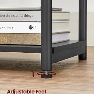 VASAGLE Side Table with Charging Station, 3-Tier End Table with USB Ports and Outlets, Nightstand for Living Room, Bedroom, 11.8 x 13.4 x 22.8 Inches, Plug-in Series, Black