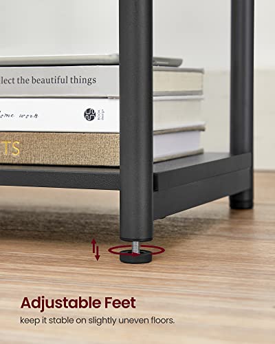 VASAGLE Side Table with Charging Station, 3-Tier End Table with USB Ports and Outlets, Nightstand for Living Room, Bedroom, 11.8 x 13.4 x 22.8 Inches, Plug-in Series, Black