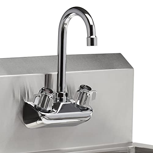 Rockpoint 304 Stainless Steel handmake Sink for Washing with Faucet, Commercial Wall Mount Hand Basin for Restaurant, Kitchen and Home, 17 x 15 Inches, Silver