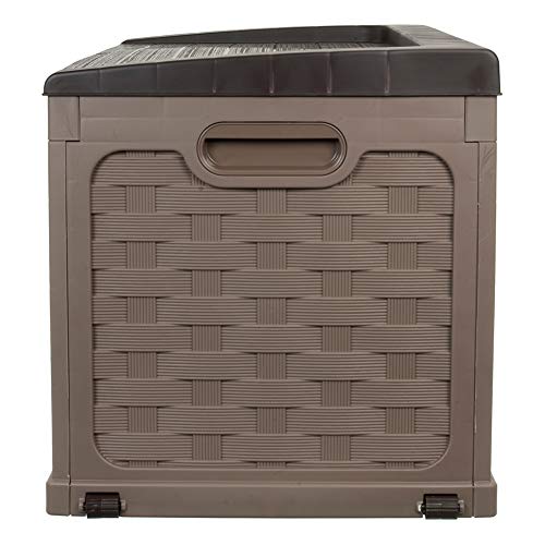 Starplast XXL Sit-On Rattan Style Storage Box: 167.5 Gallon Outdoor Plastic Bin, Weather & Water Resistant, 62.9 x 29.5 x 25 Inches, 2 Colors, 66-811