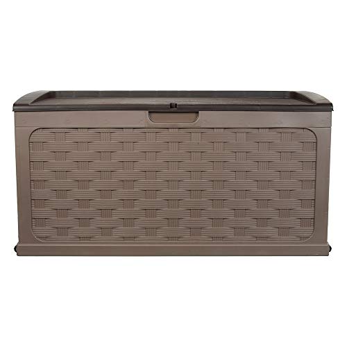 Starplast XXL Sit-On Rattan Style Storage Box: 167.5 Gallon Outdoor Plastic Bin, Weather & Water Resistant, 62.9 x 29.5 x 25 Inches, 2 Colors, 66-811