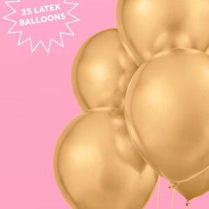 xo, Fetti Gold Chrome Birthday Balloon Set - 25 pk, 12" | Bachelorette Party Decorations, Bridal Shower, Birthday Party, Baby Shower, Engagement