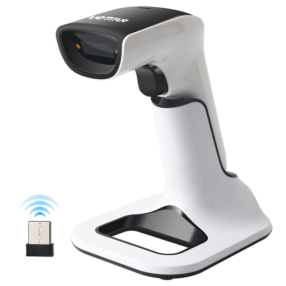 VOTTAN Wireless Bluetooth QR Code Barcode Scanner, CMOS Image Sensor Automatic Scanning Scanner 3-in-1 Connection Handheld USB Bar Code Scanner 1D 2D PDF417 Data Matrix(1D&2D)